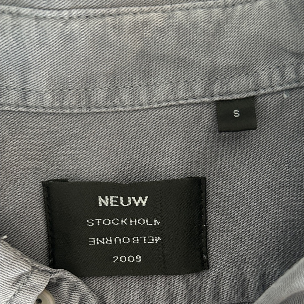 NEUW Steel Blue Linen Blend Casual Button-Down Shirt. Size small. - Picture 3 of 15